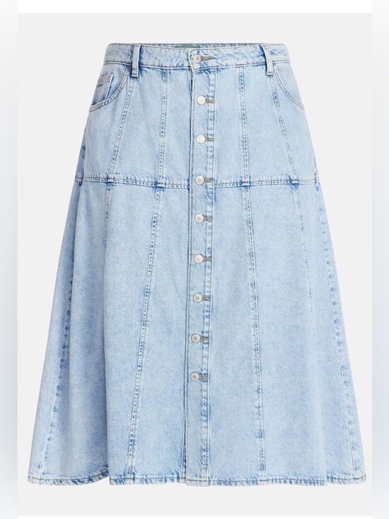 Terra & Sky Dresses & Skirts - Terra & Sky Faded Blue Button-Front Denim Midi Skirt size 20W